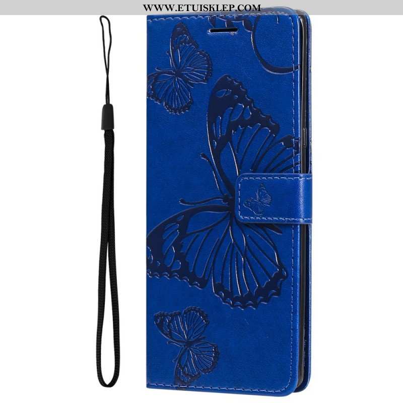 Etui Folio do Honor Magic 5 Lite z Łańcuch Gigantyczne Motyle Paskowe